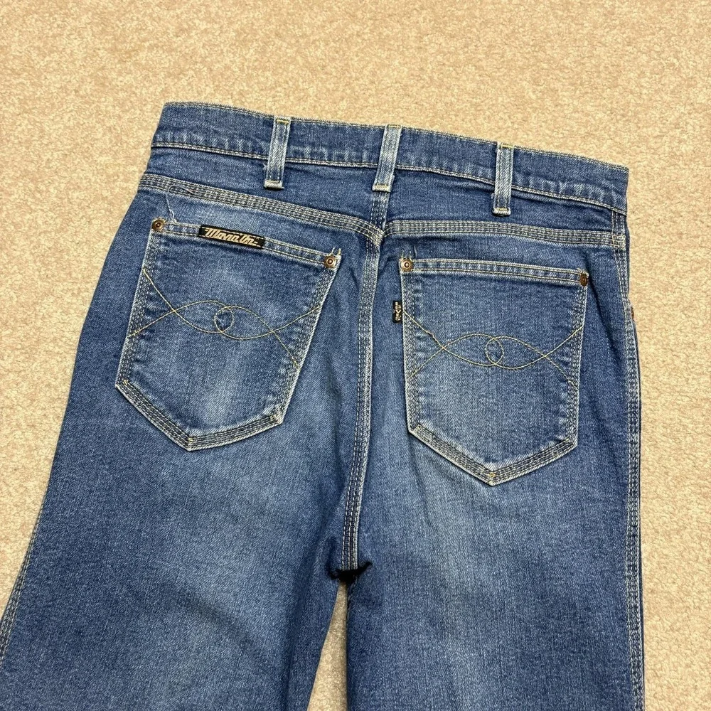 Vtg 70s Levis Movin On Jeans 29x30 Blue Flare Bootcut Cowboy Denim Talon Zip USA